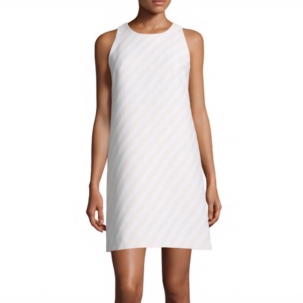 Milly Cream Diagonal Stripe A-Line Shift Dress Size‎ 2